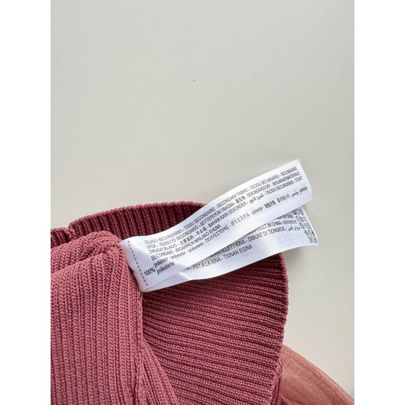 NWOT ZARA Rose Mauve Ribbed Knit Organza Tie Strap Cold Shoulder Top, Size S - Picture 12 of 13